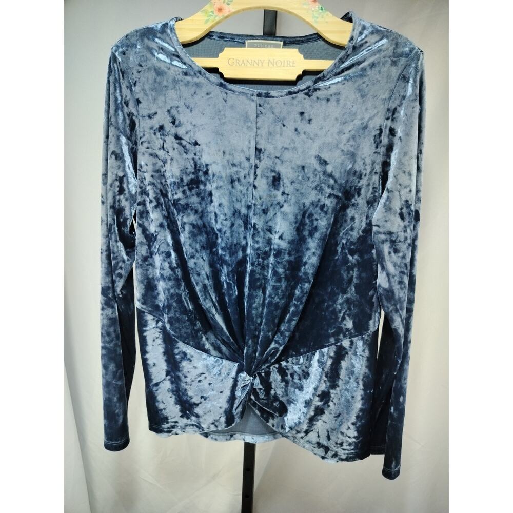 Pleione Crushed Velvet Long Sleeve Blouse, Size L